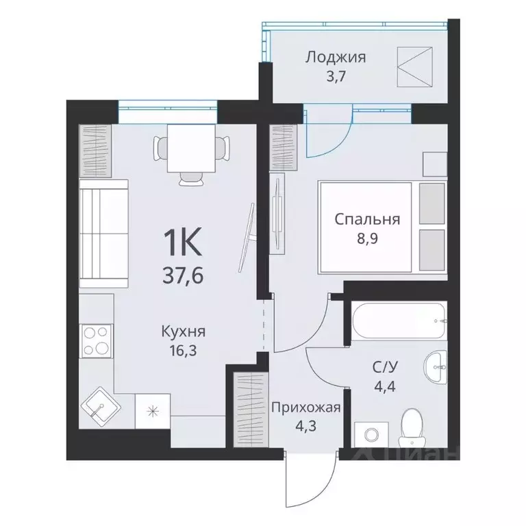 1-к кв. Новосибирская область, Обь  (35.8 м) - Фото 0