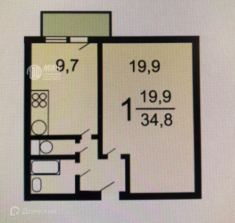 Продаётся 1-к квартира, 35 м - Фото 1