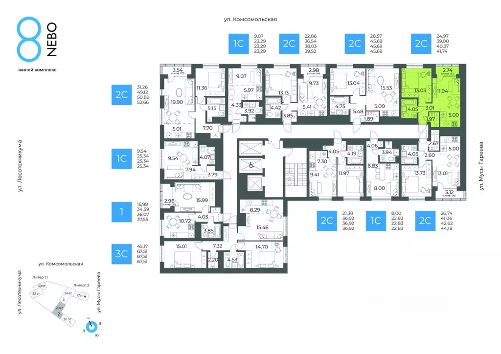 2-к кв. Башкортостан, Уфа Глумилино-1 мкр, 8-е Небо жилой комплекс ... - Фото 2