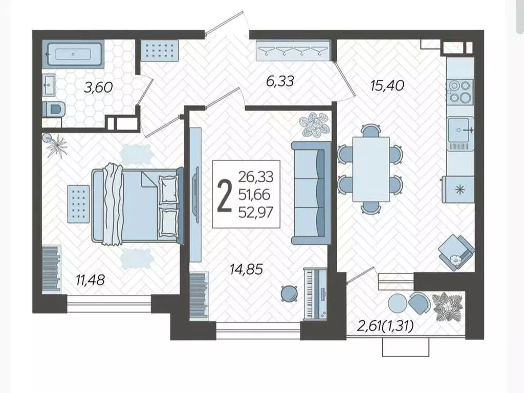 2-комнатная квартира: Краснодар, улица имени Владимира Жириновского, ... - Фото 2