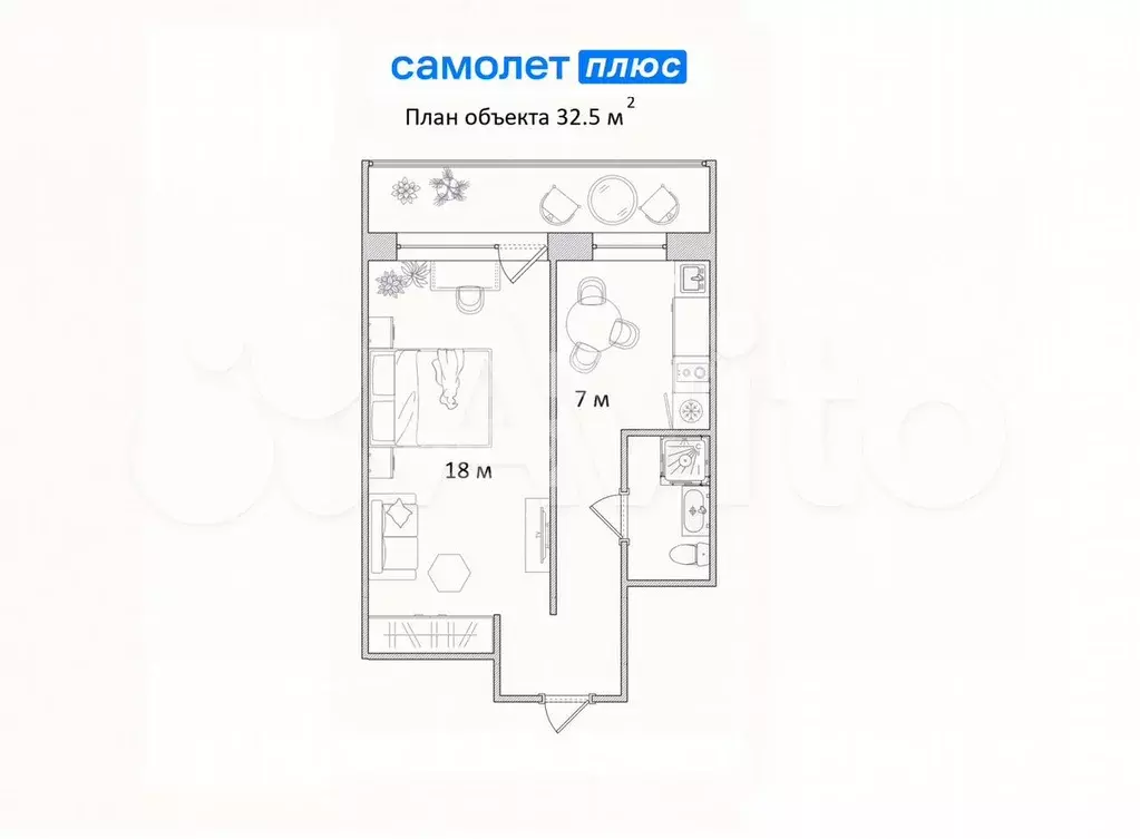 1-к. квартира, 32,5 м, 4/9 эт. - Фото 0