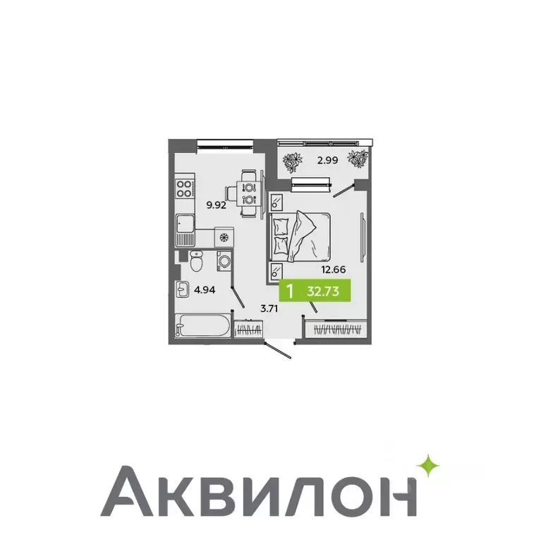 1-к кв. Архангельская область, Северодвинск Аквилон Севен жилой ... - Фото 0