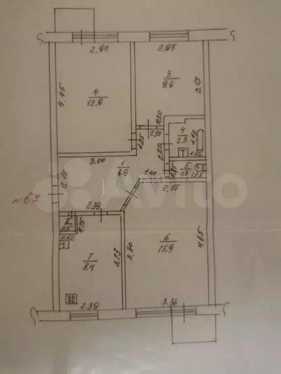 3-к. квартира, 59,8 м, 4/5 эт. - Фото 0