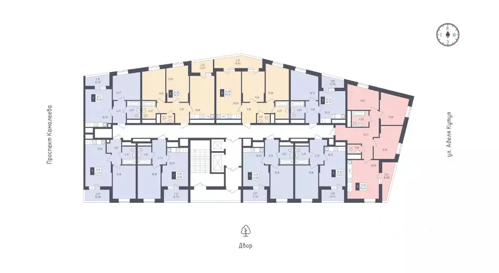 2-к кв. Татарстан, Казань Малевич жилой комплекс (59.13 м) - Фото 2