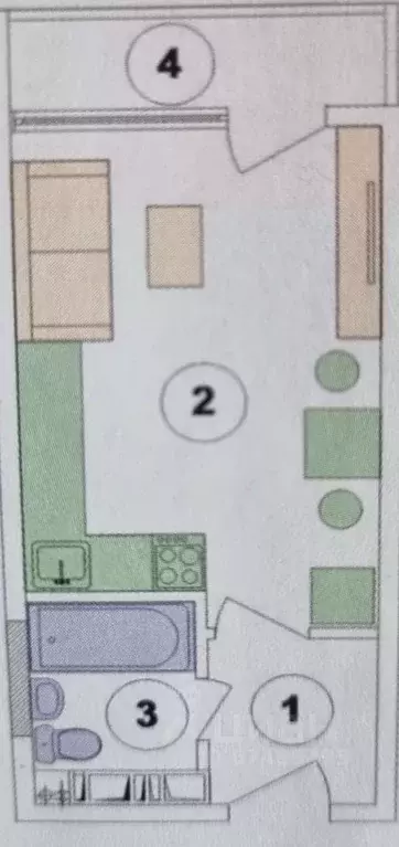 Студия Краснодарский край, Анапа Рождественская ул., 55к3 (26.0 м) - Фото 2