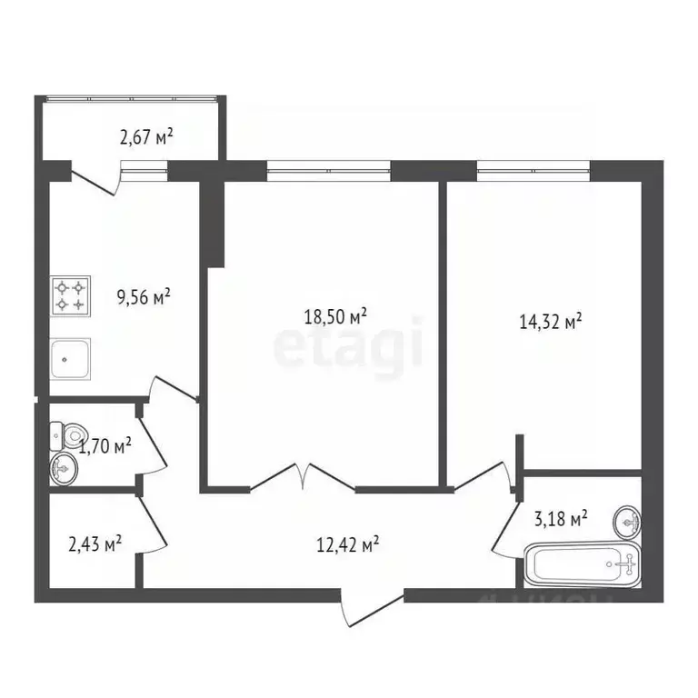 2-к кв. Башкортостан, Уфа Революционная ул., 68 (64.0 м) - Фото 1