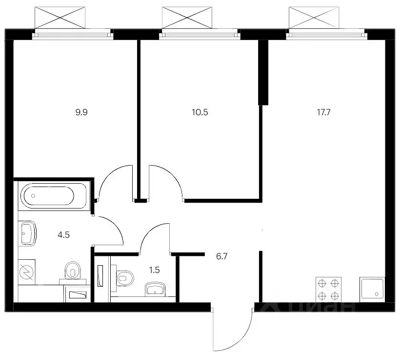 2-к кв. Санкт-Петербург Лиговский просп., 242 (50.8 м) - Фото 1