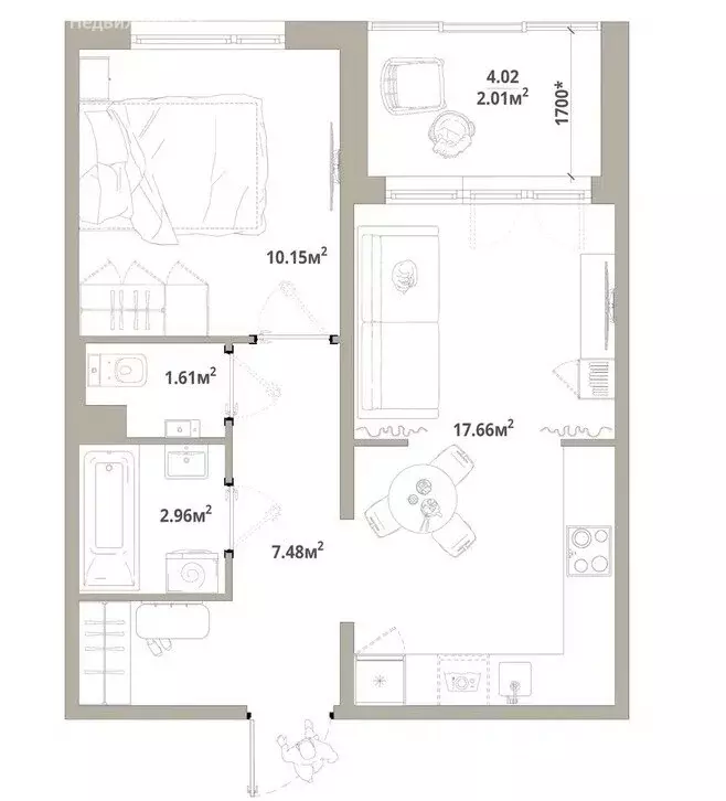 2-комнатная квартира: городской посёлок Новоселье, Невская улица, 11/1 ... - Фото 1
