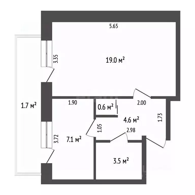 1-к кв. Крым, Феодосия ул. Челнокова, 68 (34.8 м) - Фото 2