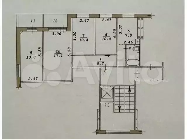 3-к. квартира, 61 м, 5/9 эт. - Фото 0