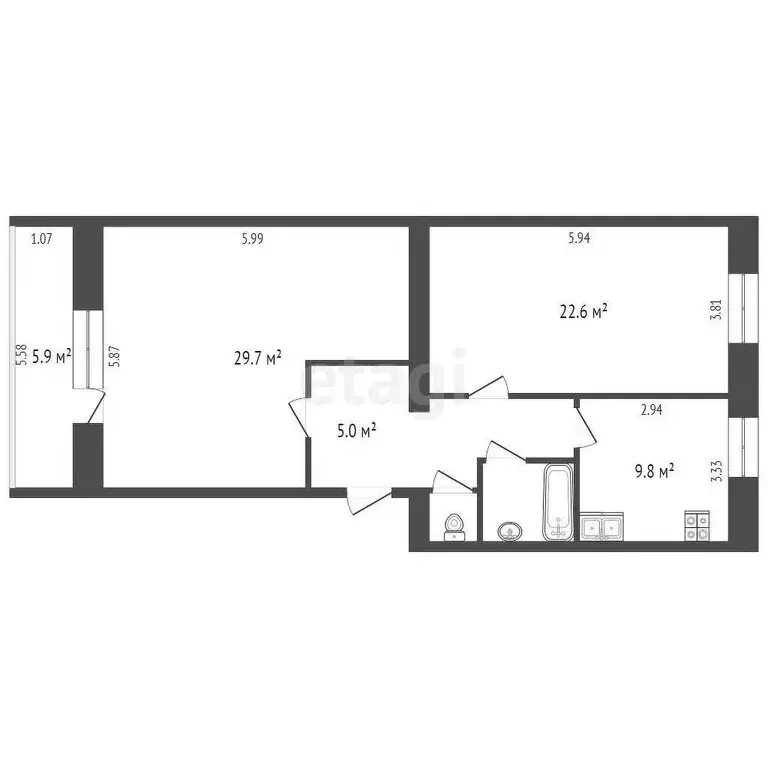 2-комнатная квартира: Вологда, Благовещенская улица, 65 (76.4 м) - Фото 1