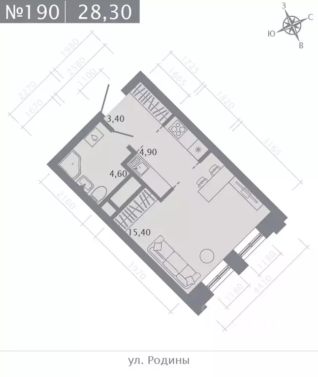 Студия Татарстан, Казань ул. Родины, 27Б (28.3 м) - Фото 1