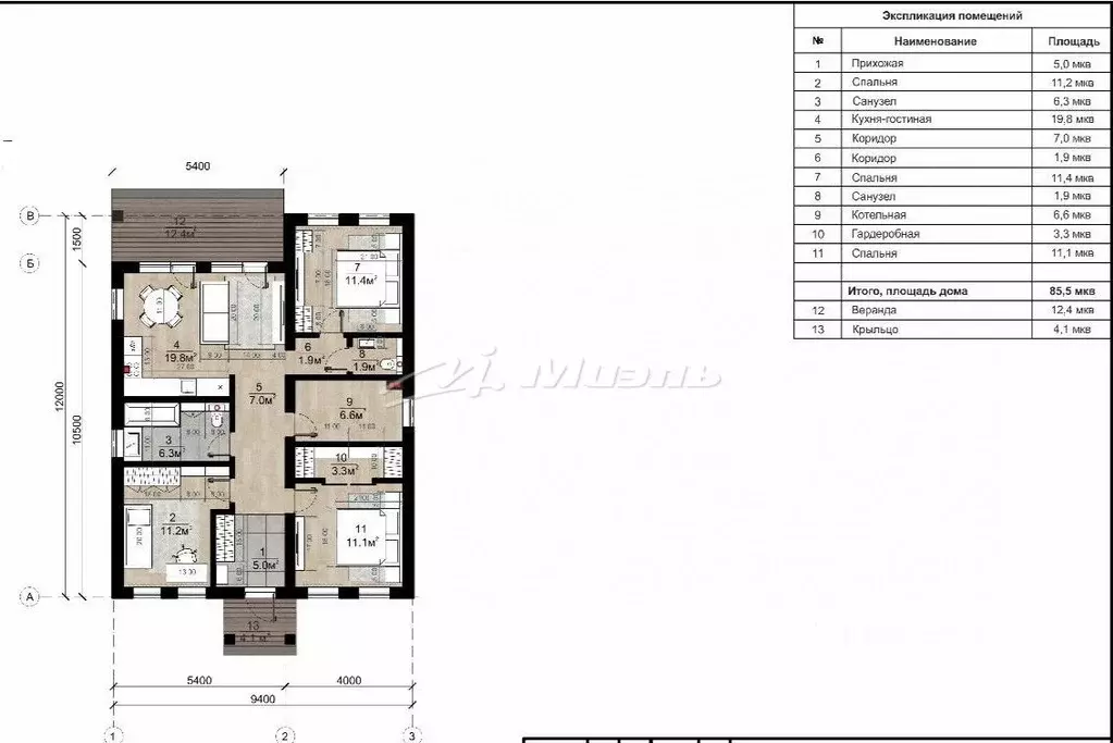 Дом в Крым, Симферопольский район, с. Урожайное ул. Южная (86 м) - Фото 2