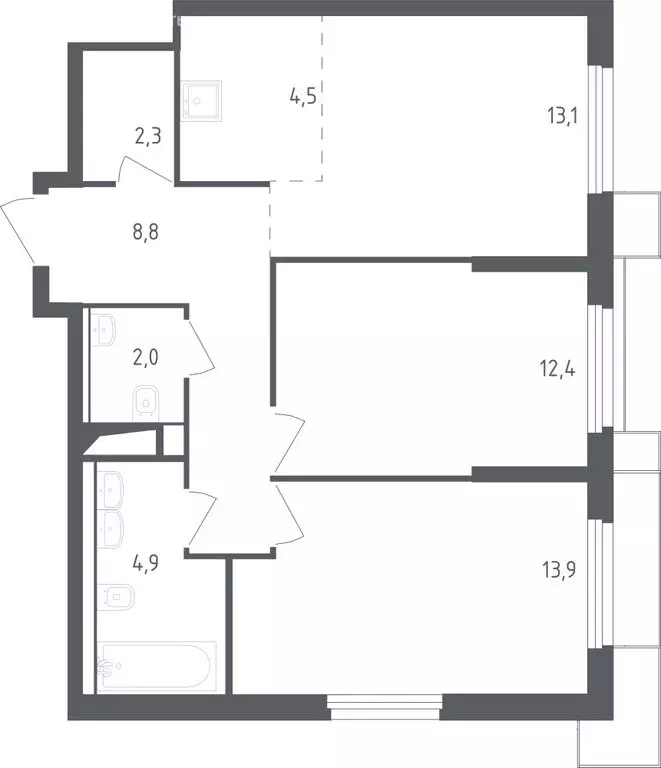 2-комнатная квартира: Красногорск, жилой комплекс Спутник, 20 (65.9 м) - Фото 0
