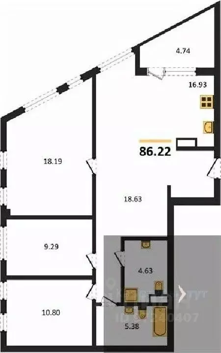 3-к кв. Воронежская область, Воронеж наб. Чуева, 7 (86.22 м) - Фото 0