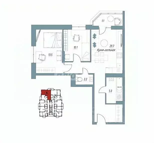 2-к кв. Тамбовская область, Тамбов Свободная ул., 4к4 (61.4 м) - Фото 1