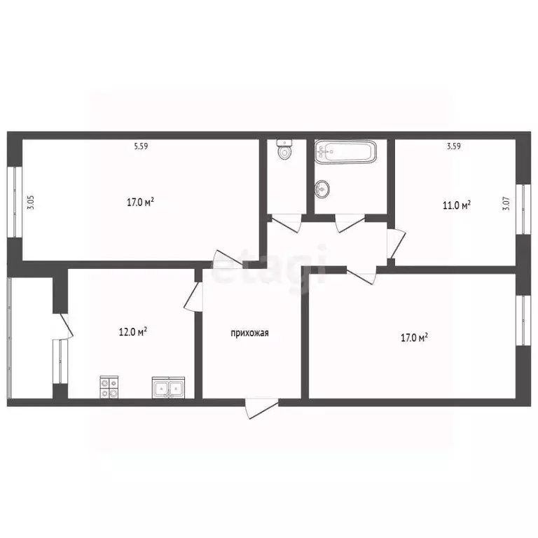 3-к кв. Псковская область, Псков Ипподромная ул., 121 (71.9 м) - Фото 2