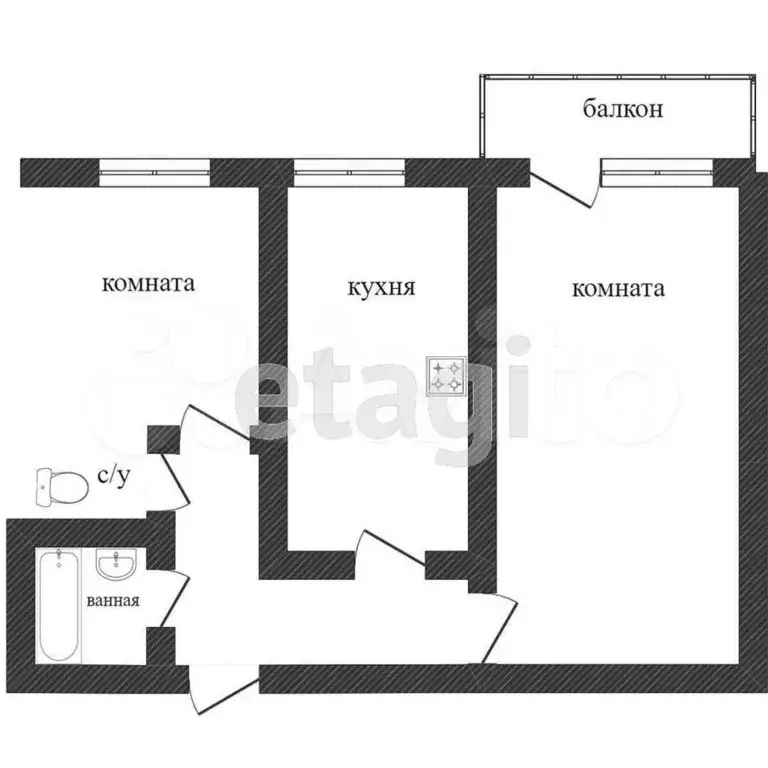 2-к. квартира, 42,4 м, 7/9 эт. - Фото 0