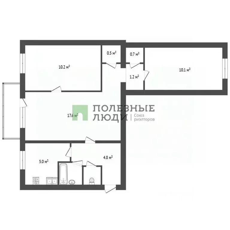 3-к кв. Севастополь просп. Юрия Гагарина, 32 (53.6 м) - Фото 2