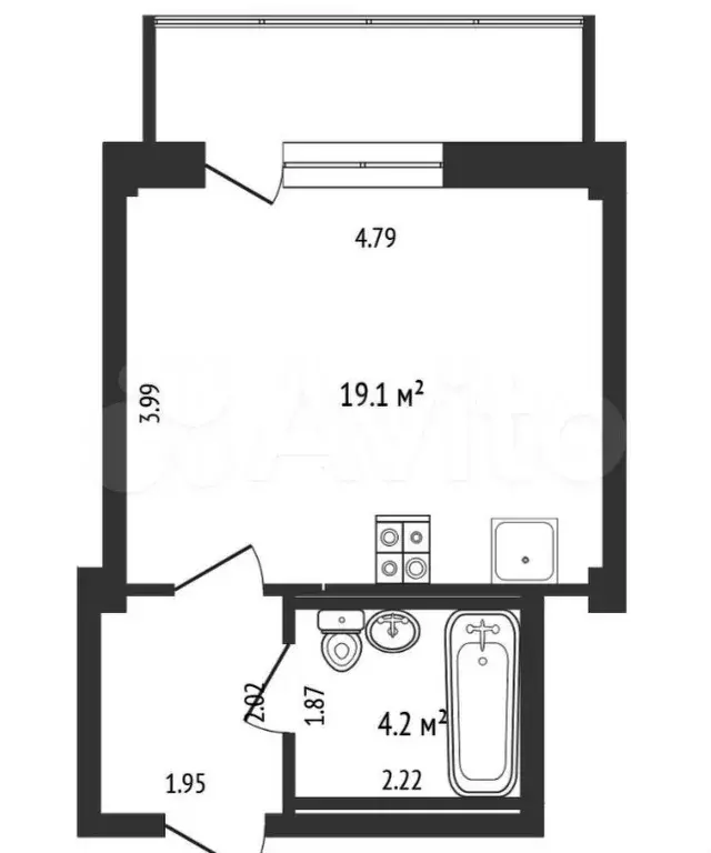 Квартира-студия, 27 м, 12/18 эт. - Фото 0
