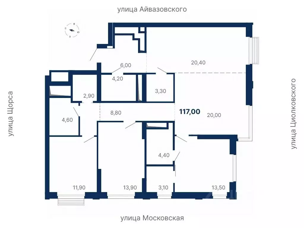 3-к кв. Свердловская область, Екатеринбург ул. Московская, 247А (117.0 ... - Фото 0