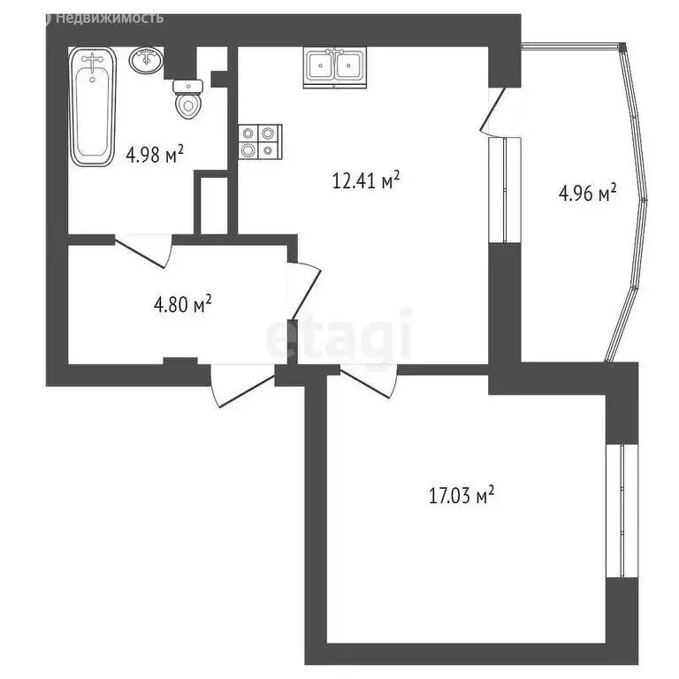 1-комнатная квартира: Сухой Лог, улица Белинского, 40 (33.6 м) - Фото 0