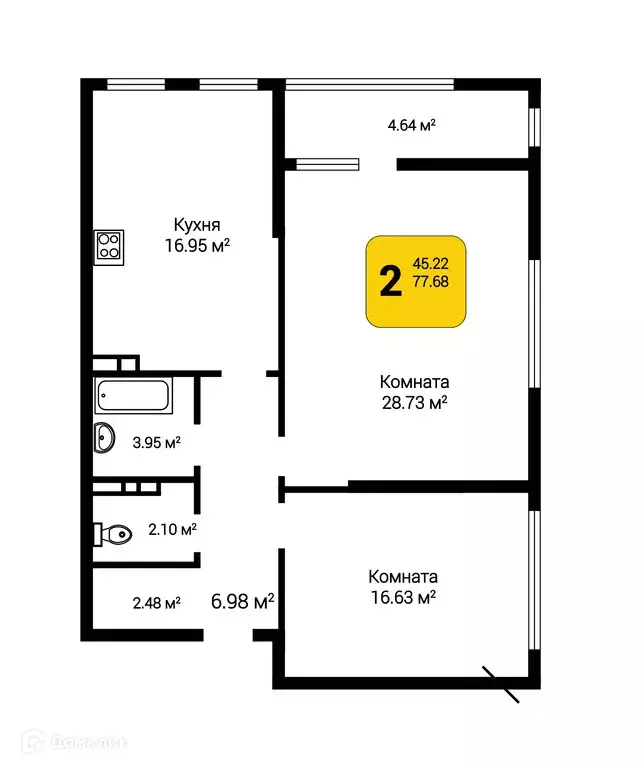 Продаётся 2-к квартира, 80.06 м - Фото 0