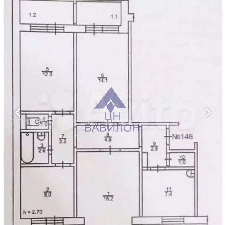 4-к. квартира, 73 м, 4/9 эт. - Фото 0