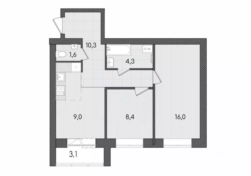 3-к кв. Кировская область, Киров ул. Капитана Дорофеева, 22 (56.4 м) - Фото 1