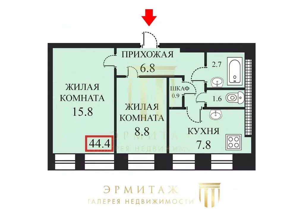 2-к кв. Санкт-Петербург Расстанная ул., 18 (44.4 м) - Фото 1