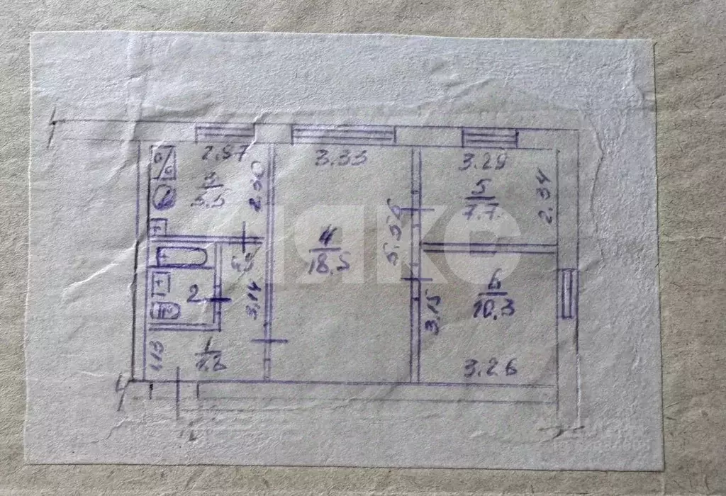3-к кв. Крым, Симферополь ул. Лескова, 41 (50.0 м) - Фото 2
