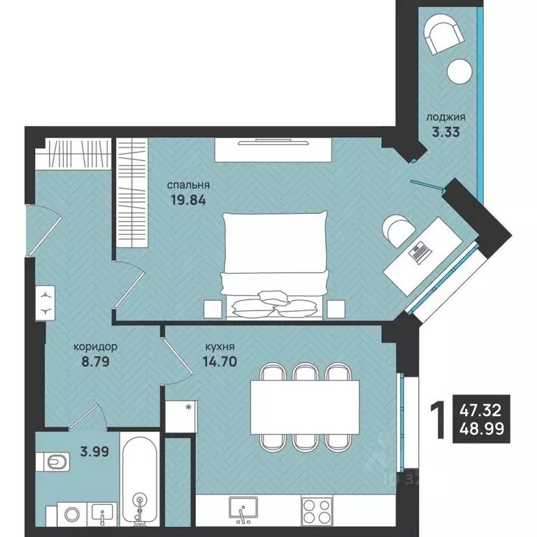 2-к кв. Архангельская область, Архангельск ул. Свободы, 16 (48.99 м) - Фото 2