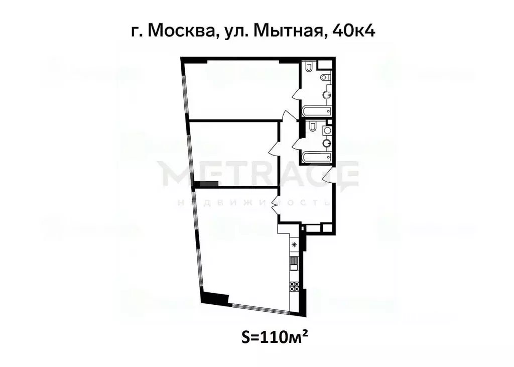 3-к кв. Москва Мытная ул., 40к4 (110.0 м) - Фото 1