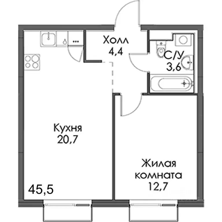 1-к кв. Санкт-Петербург Лиговский просп., 242 (45.5 м) - Фото 2