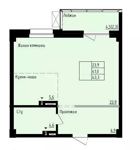 Квартира-студия: Владивосток, улица Полковника Фесюна (43.3 м) - Фото 1