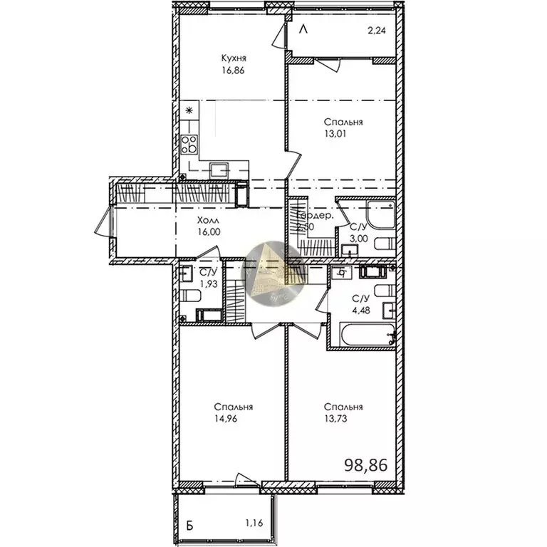 3-комнатная квартира: Сестрорецк, Авиационная улица, 5к2 (98.86 м) - Фото 0