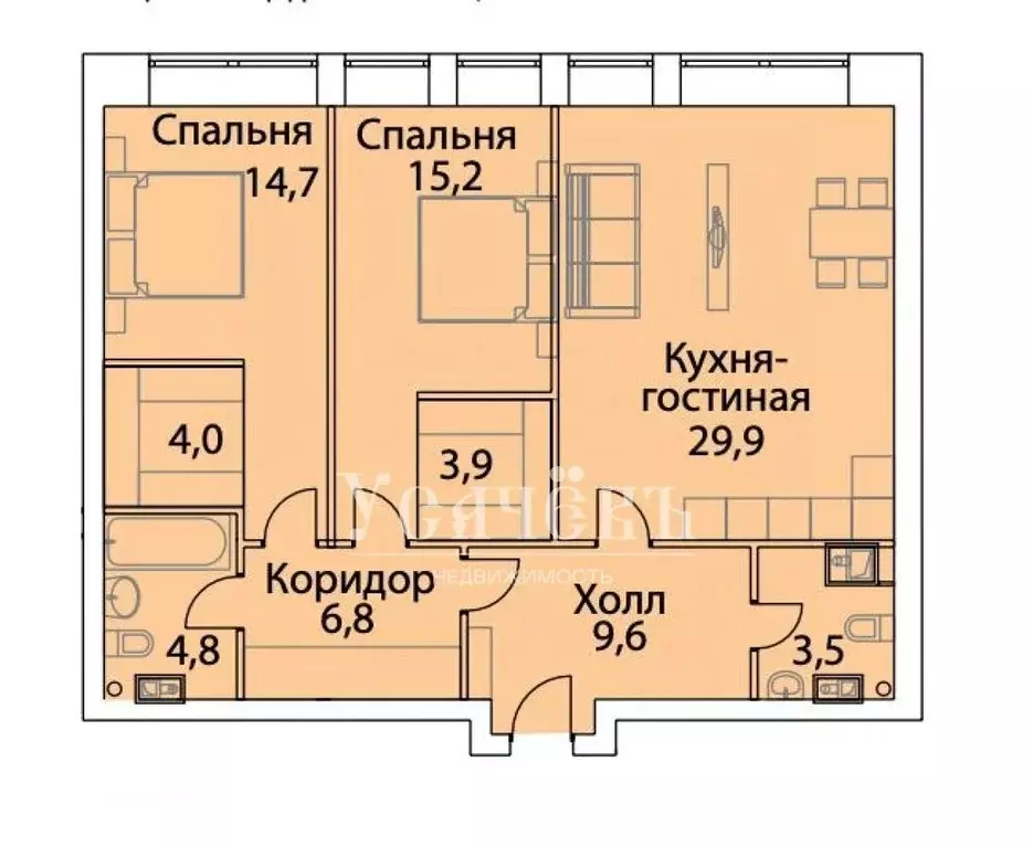 2-к кв. Москва Шелепихинская наб., 34к4 (68.0 м) - Фото 2