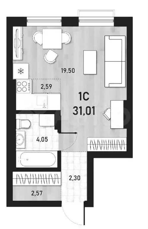 Квартира-студия, 31 м, 12/23 эт. - Фото 0