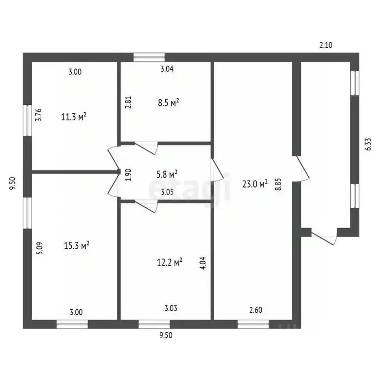 Дом в Мордовия, Саранск пер. Евсевьева, 3 (210 м) - Фото 2