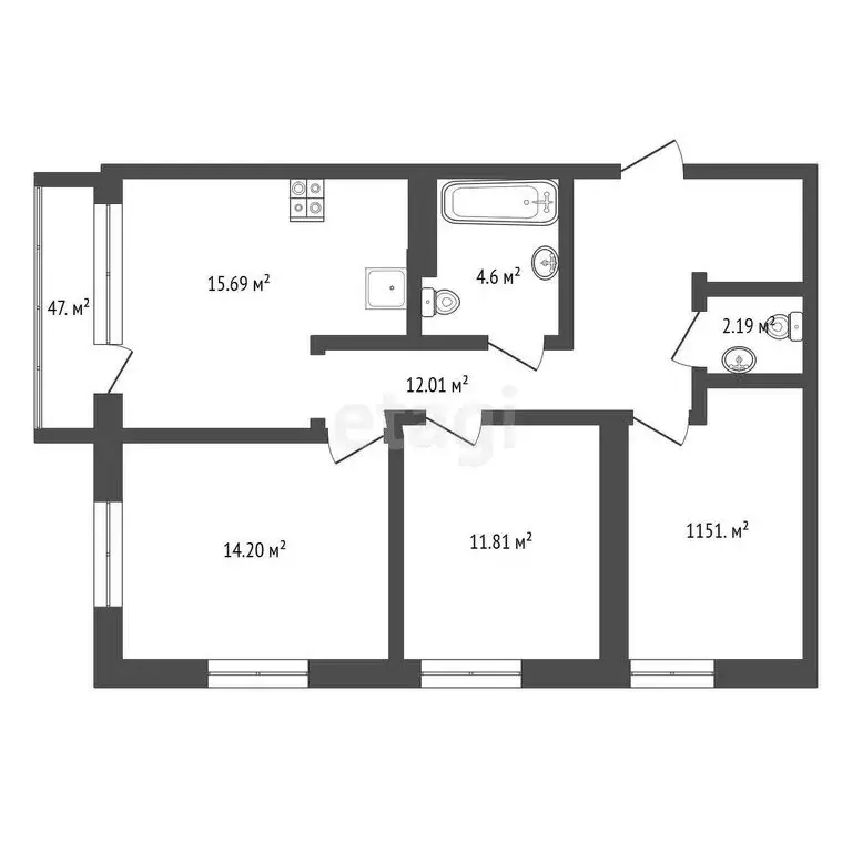 3-комнатная квартира: Берёзовский, улица Красных Героев, 18 (76 м) - Фото 0