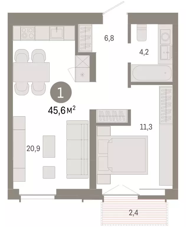 1-комнатная квартира: Новосибирск, Октябрьский район, микрорайон ... - Фото 1
