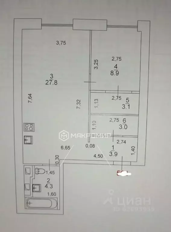 1-к кв. Московская область, Одинцово Можайское ш., 122 (51.0 м) - Фото 2