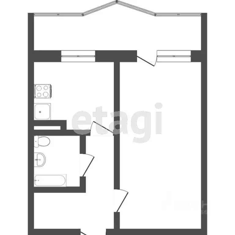 1-к кв. Томская область, Томск Карский пер., 4 (35.1 м) - Фото 2