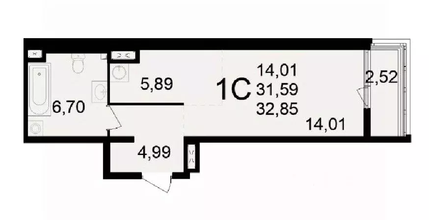 1-к кв. Рязанская область, Рязань Свобода жилой комплекс (32.85 м) - Фото 0