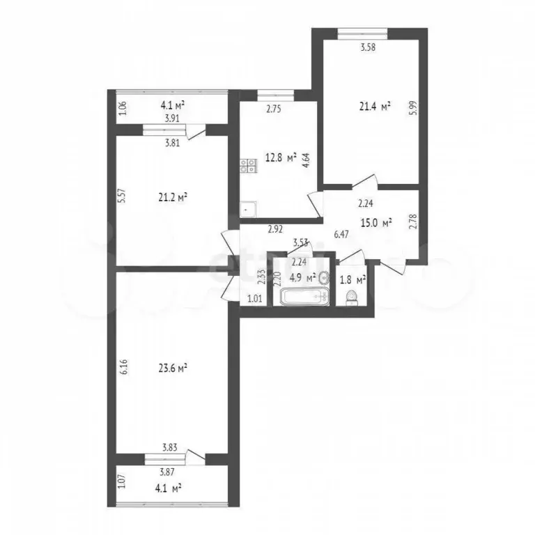 3-к. квартира, 100 м, 12/12 эт. - Фото 0
