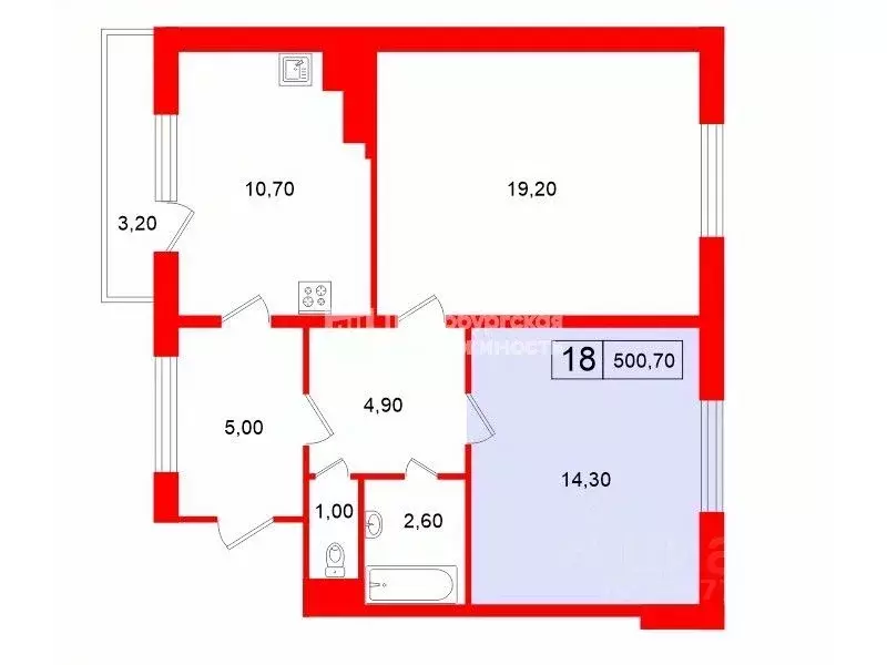 Комната Санкт-Петербург Брестский бул., 9 (14.3 м) - Фото 2