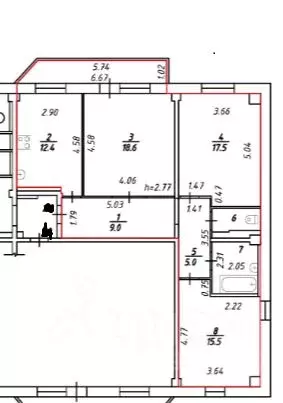 3-к кв. Иркутская область, Иркутск ул. Баумана, 214/1 (84.9 м) - Фото 2