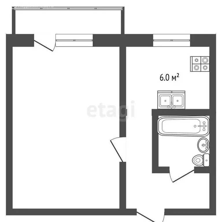 1к в -комнатной квартире (9.1 м) - Фото 0