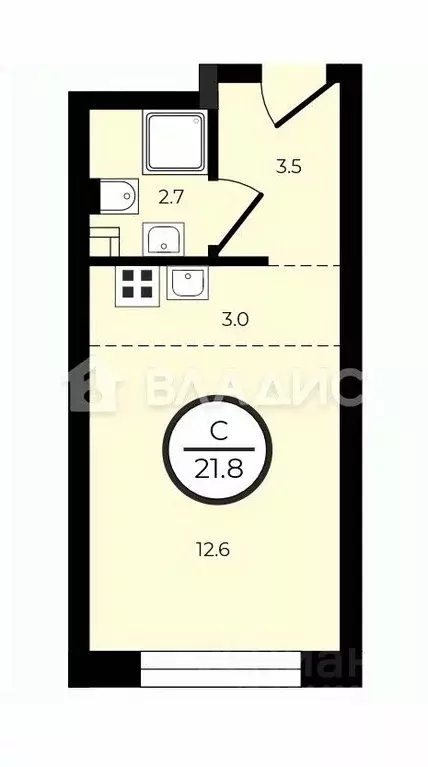 Студия Москва Ильменский проезд, 4к1 (21.8 м) - Фото 1