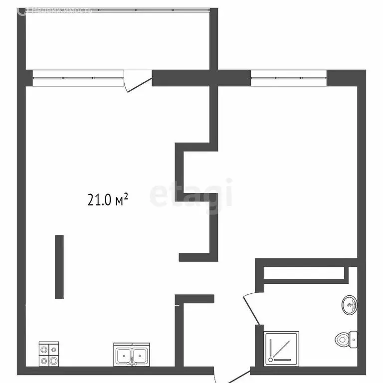 1-комнатная квартира: Тюмень, Профсоюзная улица, 63 (41 м) - Фото 0